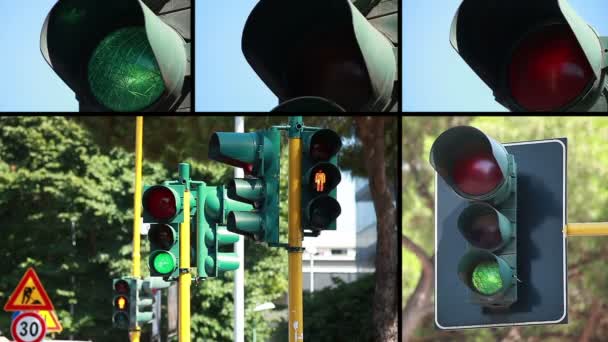 Traffic-light collage samenstelling — Stockvideo