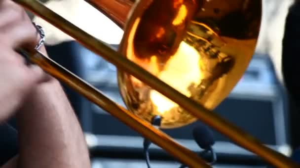 Man playing on trombone — Stock Video