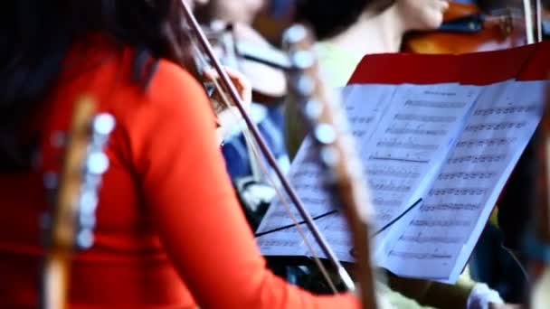 Симфонический оркестр на концерте — стоковое видео