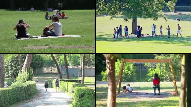 Mensen in Villa Ada Park — Stockvideo