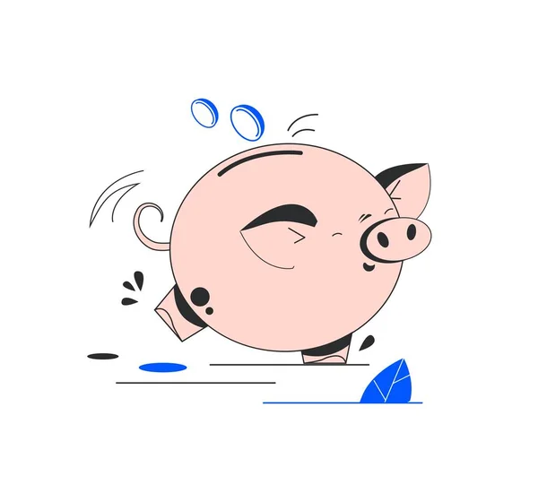 Piggy bank with coin. Icon saving or accumulation of money, investment — Stock Vector