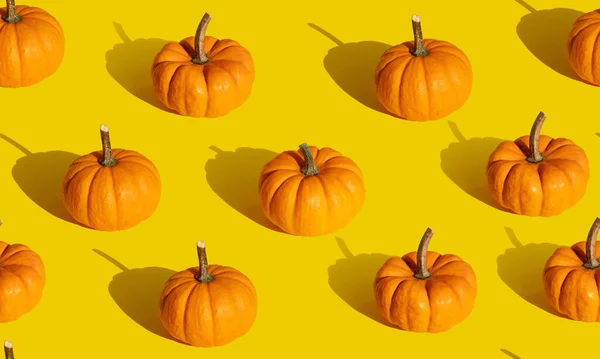 Dýně Bezešvé Vzor Oranžovém Pozadí Vzor Díkůvzdání Podzimní Tapeta Podzim — Stock fotografie