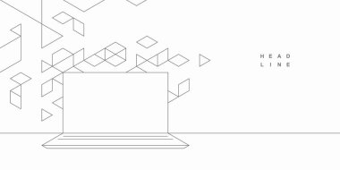 Soyut geometrik teknolojik arka plan. Vektör dizüstü bilgisayar yaratıcı tasarımı.