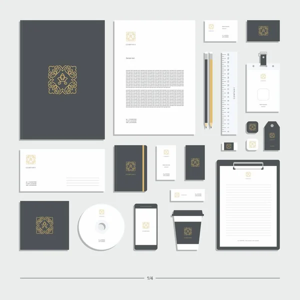 抽象的な企業アイデンティティ 文房具セット 創造的なデザイン — ストックベクタ