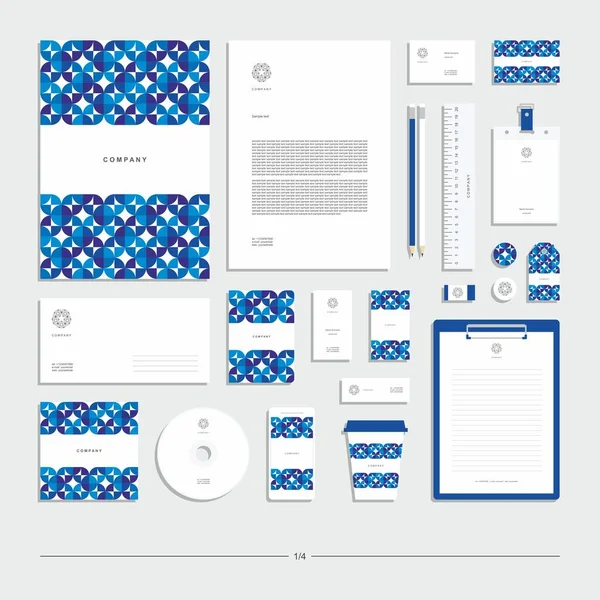 抽象幾何学的な企業アイデンティティ 文房具セット 創造的なデザイン — ストックベクタ