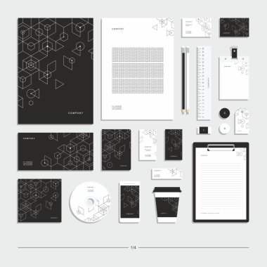 Soyut geometrik kurumsal kimlik. Kırtasiye seti. Yaratıcı grafik tasarımı.