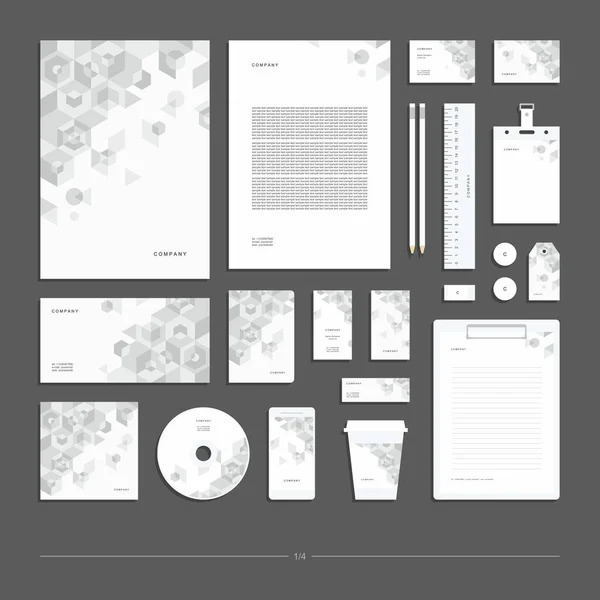 抽象幾何学的な企業アイデンティティ 文房具セット 創造的なグラフィックデザイン — ストックベクタ
