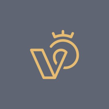 Soyut vektör harfi V işareti. Grafiksel sembol.