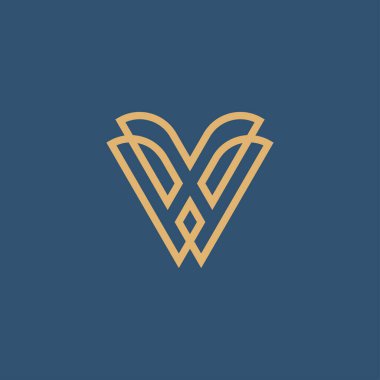 Soyut vektör harfi W işareti. Grafiksel sembol.