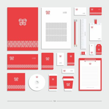 Kelebek işaretli soyut şirket kimliği. Kırtasiye seti. Yaratıcı tasarım.