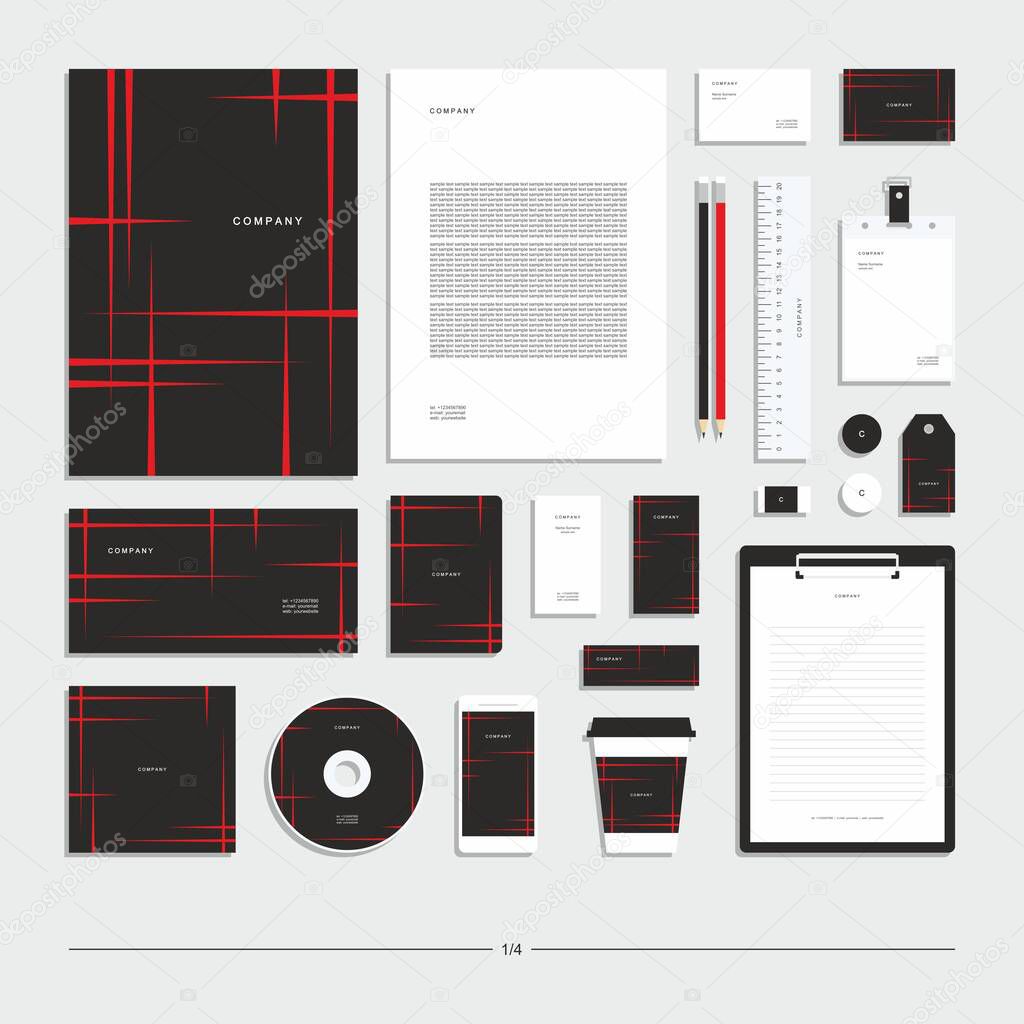 Abstract geometric technological corporate identity. Stationery set. Creative design. 