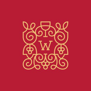 Soyut vektör şarap işareti. Grafiksel sembol.