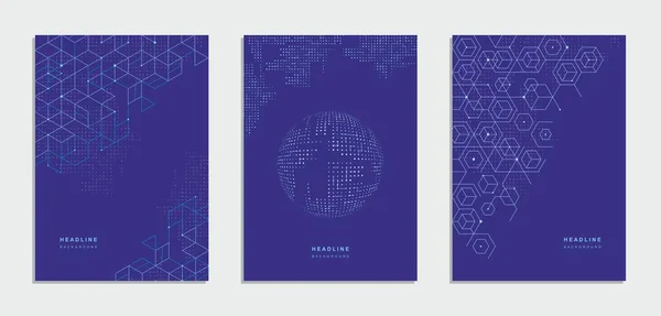 Abstracte Geometrische Technologische Bedrijfsbrochure Zakelijke Identiteitsflyer Vector Set Bedrijfspresentatie — Stockvector