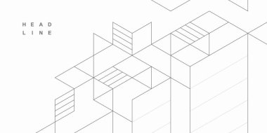 Soyut geometrik teknolojik arka plan. Vektör yaratıcı tasarım. Mimari yapı.