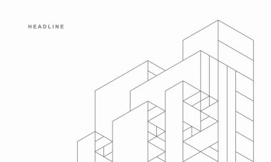 Soyut geometrik teknolojik arka plan. Mimari yapı. Vektör yaratıcı tasarımı.