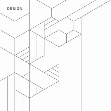 Soyut geometrik teknolojik arka plan. Mimari yapı. Vektör yaratıcı tasarımı.