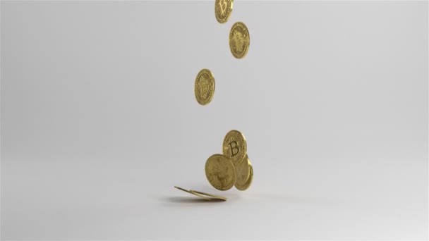 Las monedas de oro cayendo. Animación 3D. — Vídeos de Stock