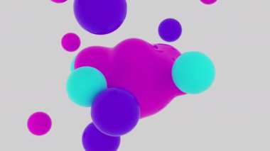 Sıvı kabarcıklar döner ve birbirlerine akar. 3B canlandırıcı.