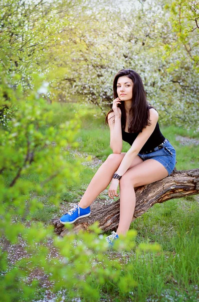 A girl on nature — Stock Photo, Image