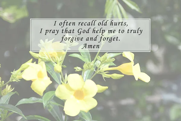 Prayer with blurred flowers image. Prayer quote concept