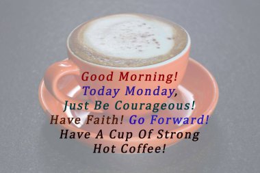 Yazılı bir fincan kahvenin bulanık arkaplan görüntüsü. Kahve konsepti