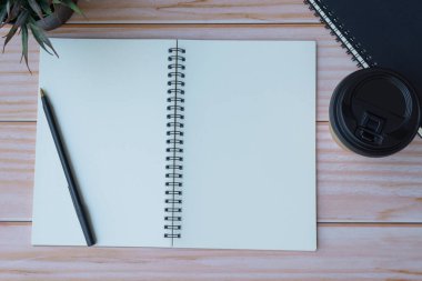 Ev ofis çalışma alanı, düz konum ve üst görünüm