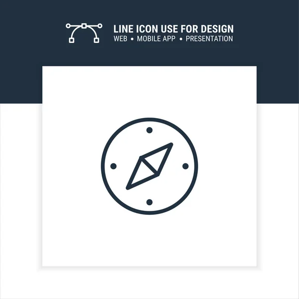 Compass Vector Symbol Outline Stroke Graphic Design Single Icon Illustration — Stock Vector