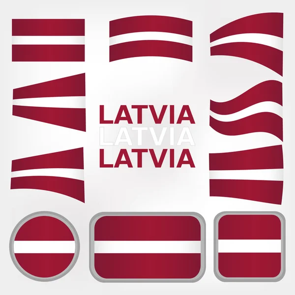 Uppsättning vektor grafik flaggor och symboler Lettland — Stock vektor