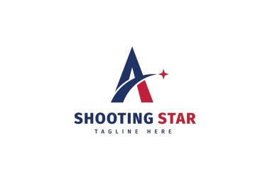 Üzerinde kayan yıldız ve bizim rengimiz olan bir logo. ABD logosu. Logo şablonu. Kayan yıldız. harf logosu.