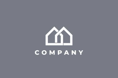 Birbirine bağlı iki basit ev logosu