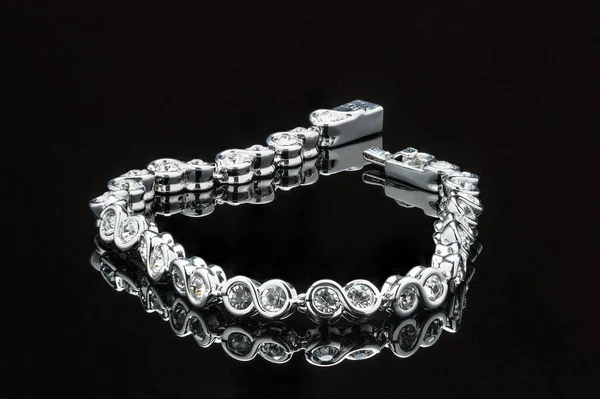 Silver Bracelet White Background — Stockfoto