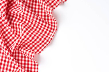 Kopyalama alanı olan kırmızı kareli masa örtüsünün yukarıdaki görüntüsü