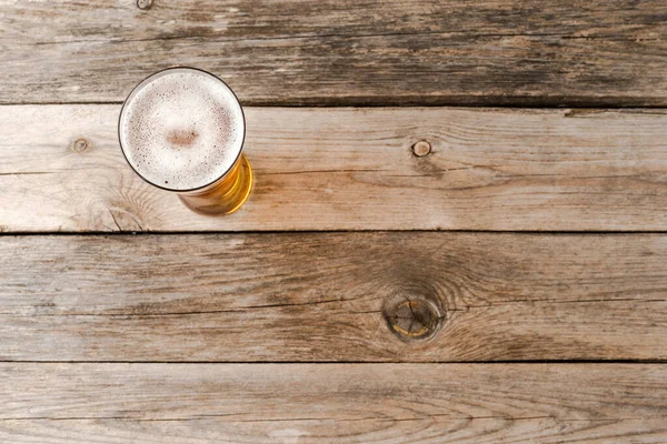 Beer Glass Wooden Table Close — Stock Photo, Image