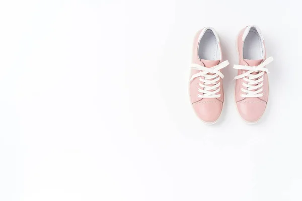 Rosa Kvinnor Sneakers Bakgrund Med Copyspace — Stockfoto