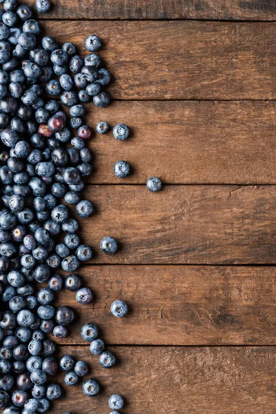 Tasty Bilberries Wooden Background Copyspace Top View — Stock Photo, Image