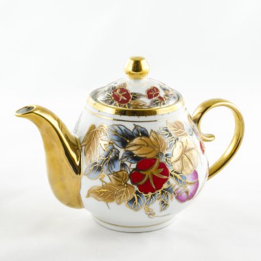 Antika porselen kabı el yapımı çiçek motifi.