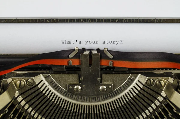 What's your story? word printed on an old typewriter — Stock Photo, Image