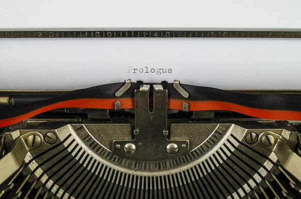 Prologue word printed on an old typewriter — Stock Photo, Image