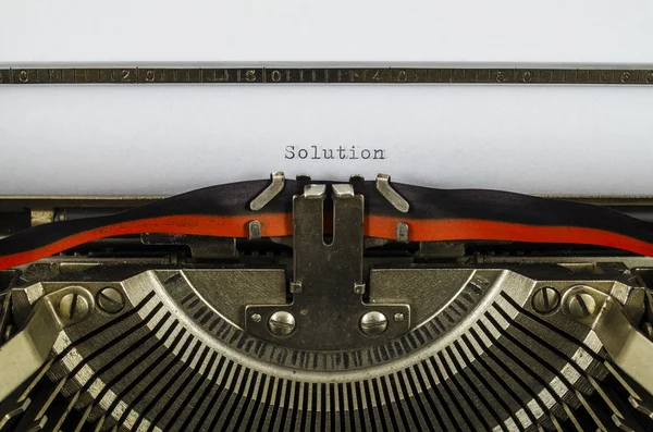 Solution word printed on an old typewriter — Stock Photo, Image