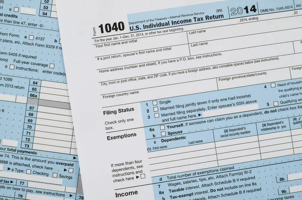 米国個人所得税申告書フォーム 1040 — ストック写真
