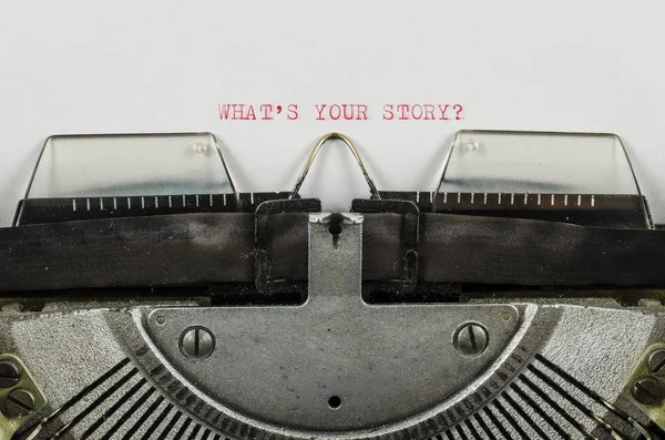 What's your story? word printed on an old typewriter — Stock Photo, Image