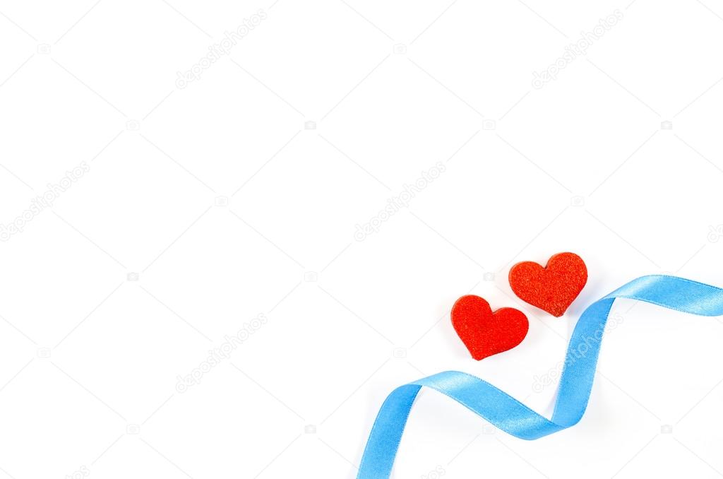 Heart and ribbon on white background