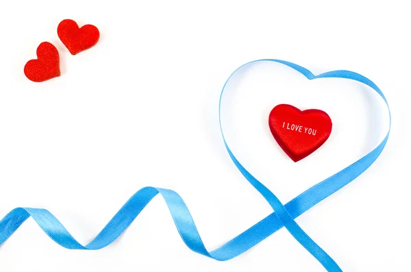 Heart shaped ribbon on white background — Stock Photo, Image