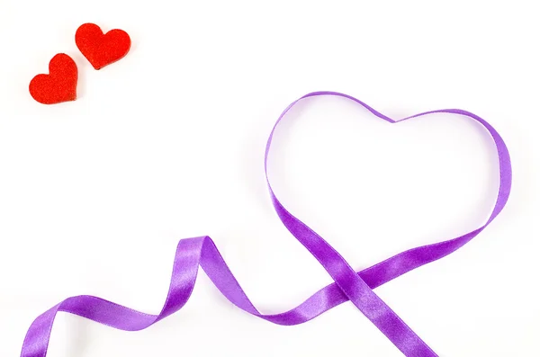 Heart shaped ribbon on white background — Stock Photo, Image