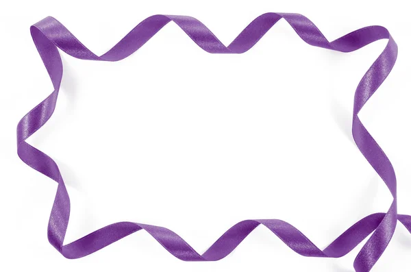 Frame of purple ribbon on white background — Stock Photo, Image