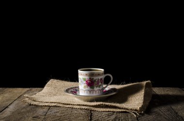 Porselen kahve Kupası ahşap tablo