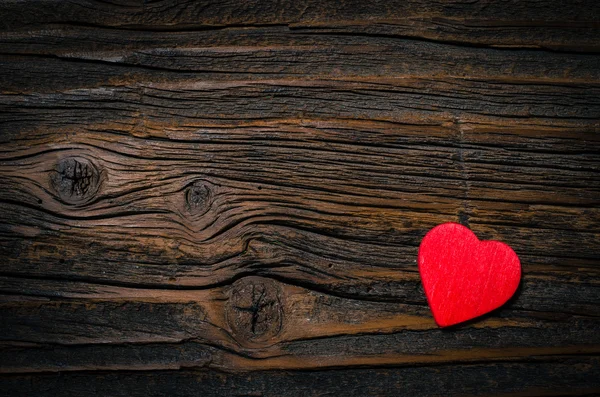 Red heart on wooden background — Stock Photo, Image