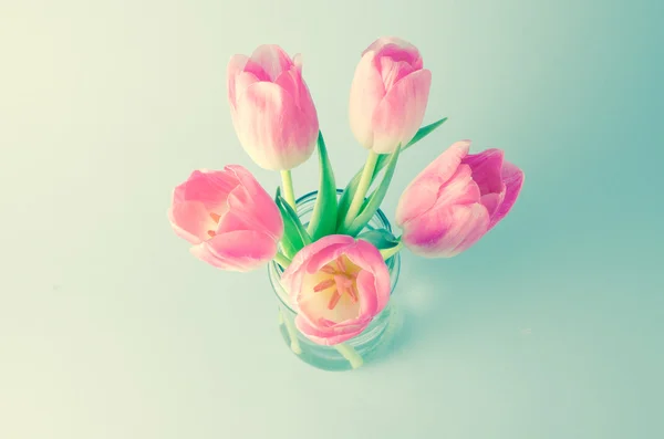 Красивые Розовые Тюльпаны Банке — стоковое фото
