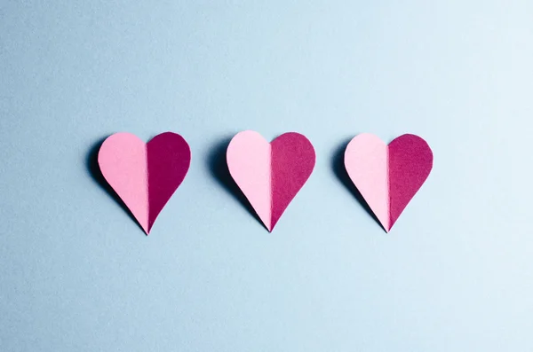 Paper Hearts Blue Background — Stock Photo, Image