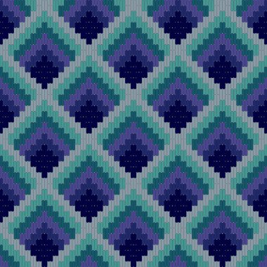 Mavi renklerde bargello, geleneksel italyan nakış deseni, floresan desen, punto unghero, iğne işleme taklidi.